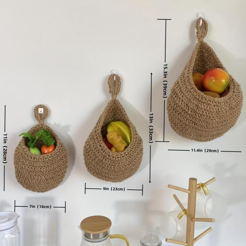 3pcs Fruit Hammock Bag Wall Hanging Fruit Basket