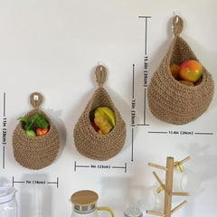 3pcs Fruit Hammock Bag Wall Hanging Fruit Basket