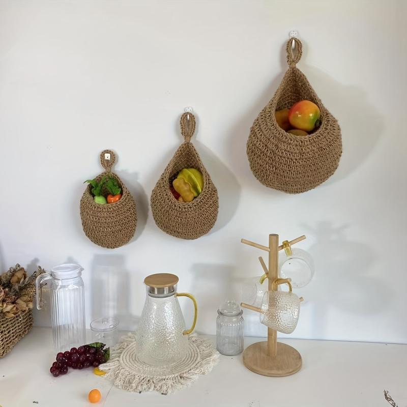 3pcs Fruit Hammock Bag Wall Hanging Fruit Basket