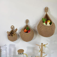 3pcs Fruit Hammock Bag Wall Hanging Fruit Basket