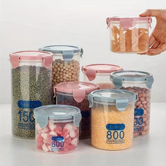 1Pc Round Food Storage Containers With Lids Clear Airtight Food Jars