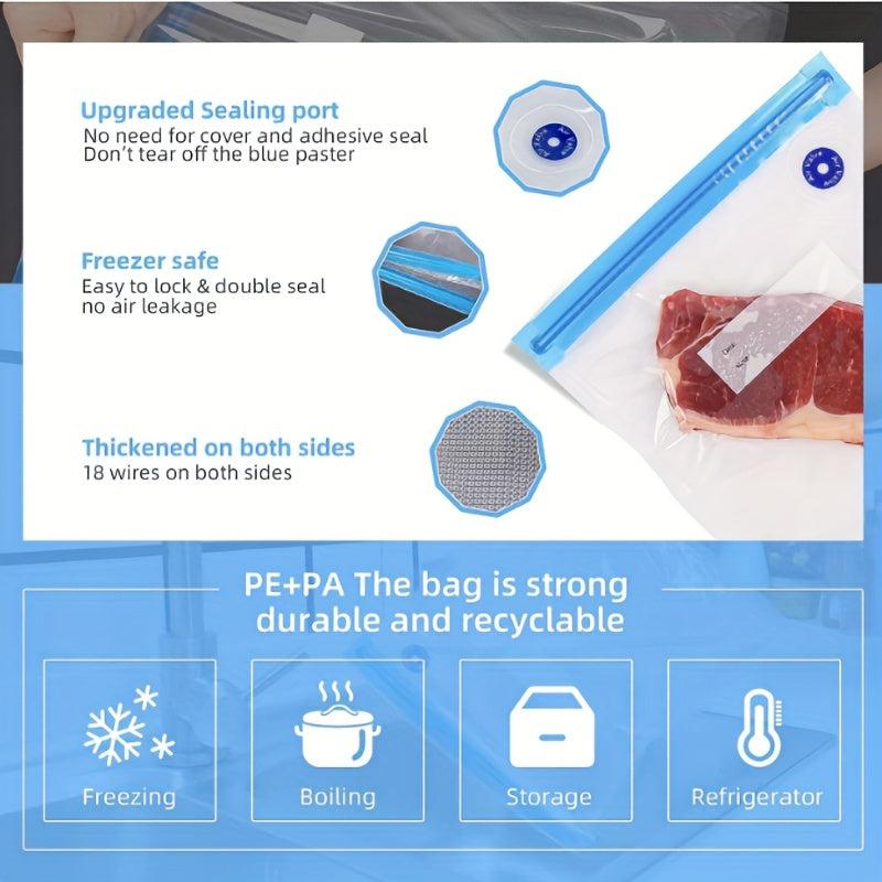 60pcs Reusable Vacuum Food Bags for Food Storage and Cooking