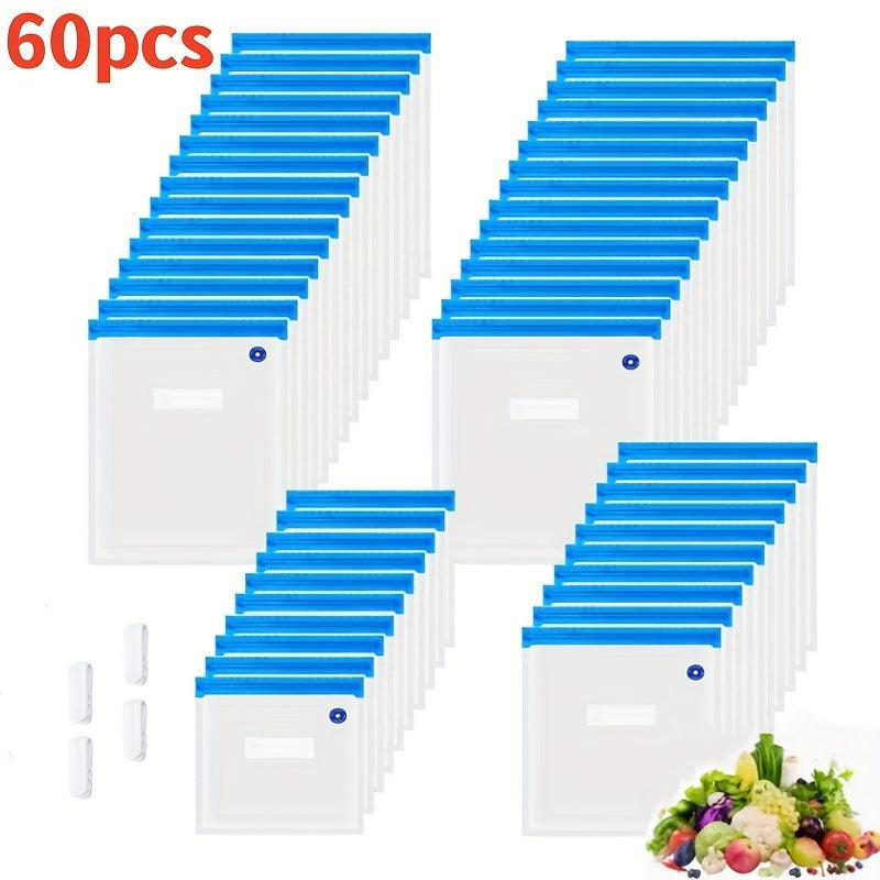 60pcs Reusable Vacuum Food Bags for Food Storage and Cooking