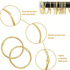 24pcs Anti Rust Metal Shower Curtain Hooks Sliding Smooth Circular