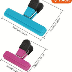 8pcs Chip Clips Food Clips Heavy Duty Seal Clamp Assorted Colors T-shaped Clamps