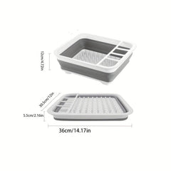 Multifunctional Foldable Drain Basket Dish Rack Cutlery Storage