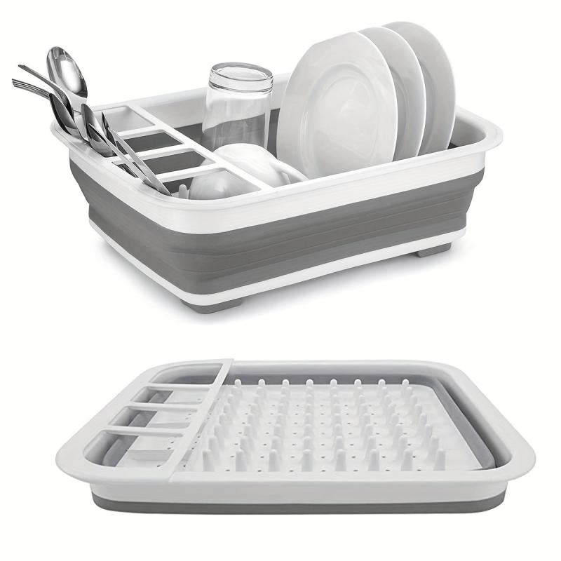 Multifunctional Foldable Drain Basket Dish Rack Cutlery Storage