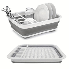 Multifunctional Foldable Drain Basket Dish Rack Cutlery Storage