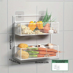 Iron Hanging Basket Onion Garlic Vegetable Storage Shelf