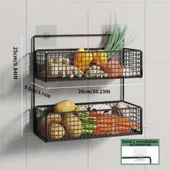 Iron Hanging Basket Onion Garlic Vegetable Storage Shelf