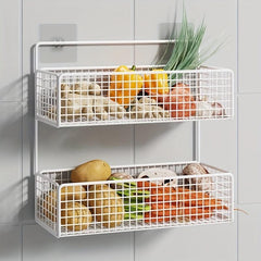 Iron Hanging Basket Onion Garlic Vegetable Storage Shelf