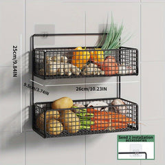 Iron Hanging Basket Onion Garlic Vegetable Storage Shelf