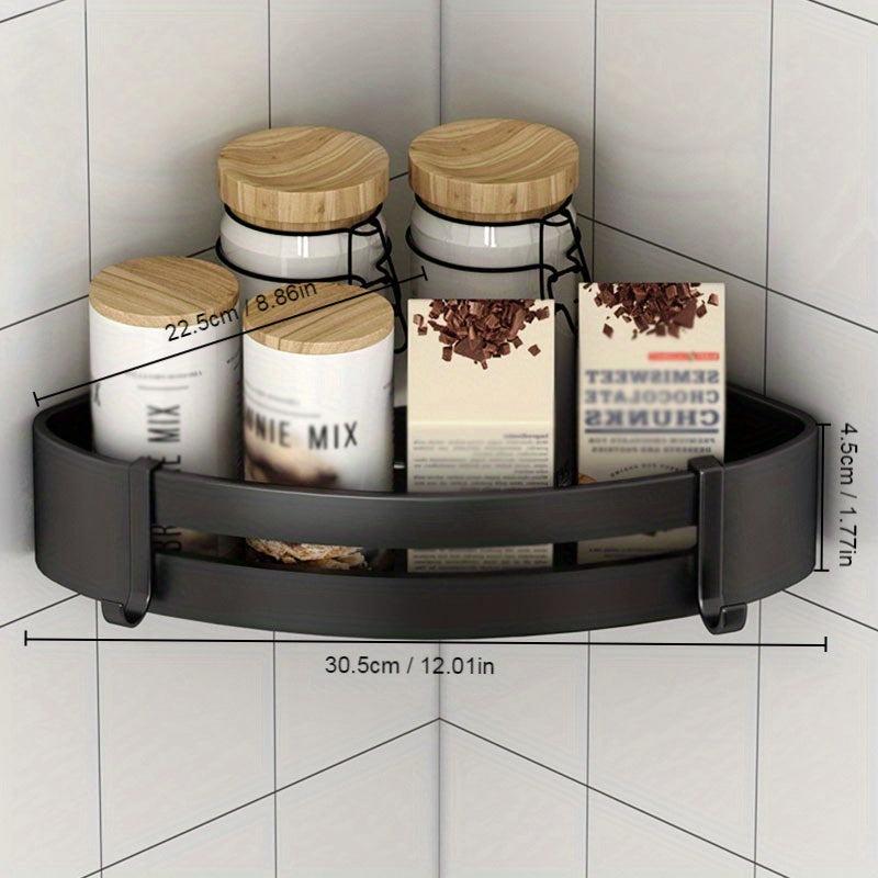 Kitchen Storage Rack with Hooks and Corner Shelves for Countertop and Cabinet