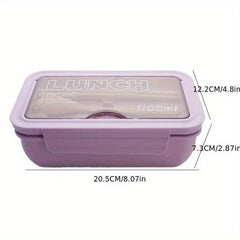 Insulated Lunch Box with Tableware for Office Workers - Divided Bento Box