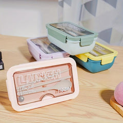 Insulated Lunch Box with Tableware for Office Workers - Divided Bento Box