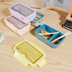 Insulated Lunch Box with Tableware for Office Workers - Divided Bento Box