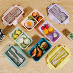 Insulated Lunch Box with Tableware for Office Workers - Divided Bento Box