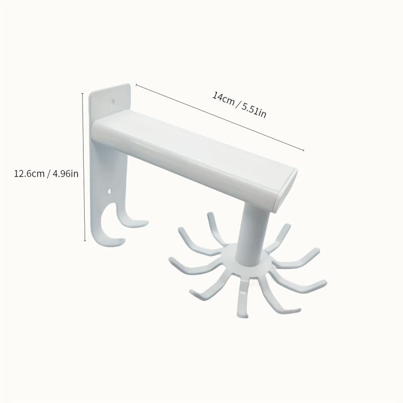 Kitchen Rotating Punch Wall Shelf 10 Hooks Pot Shovel Chopping Board Hook