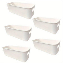 5pcs Plastic Storage Bins with Handles for Pantry Organization