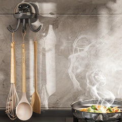 Rotating Punch Wall Shelf Hanger Pot Spatula Chopping Board Hook