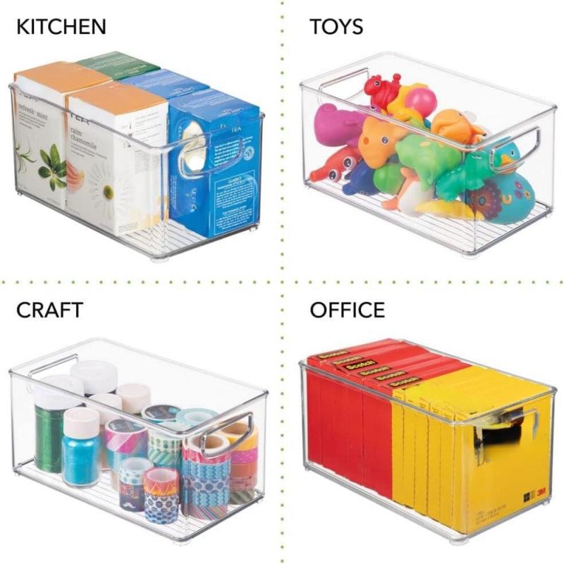 Kitchen Organizer Storage Holder Bin With Handles For Pantry Cupboard Cabinet