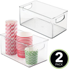 Kitchen Organizer Storage Holder Bin With Handles For Pantry Cupboard Cabinet