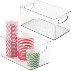 Kitchen Organizer Storage Holder Bin With Handles For Pantry Cupboard Cabinet