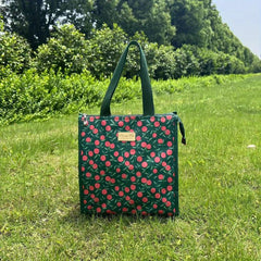 Leakproof Lunch Bag Cherry Pattern Insulated Waterproof Office School