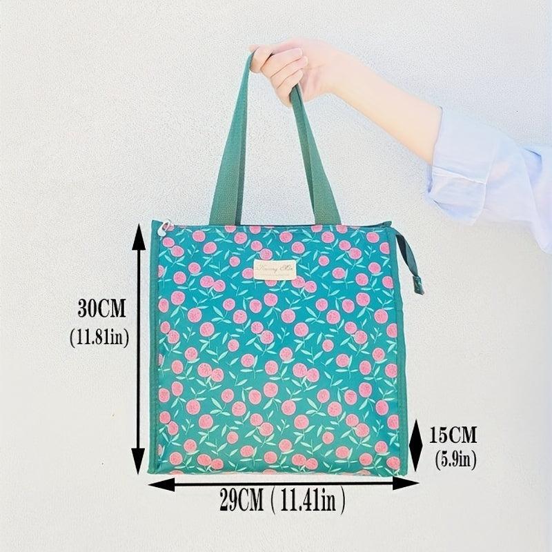 Leakproof Lunch Bag Cherry Pattern Insulated Waterproof Office School