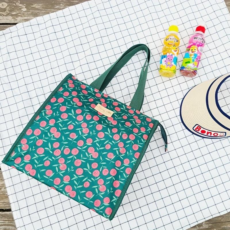 Leakproof Lunch Bag Cherry Pattern Insulated Waterproof Office School