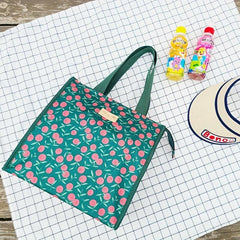 Leakproof Lunch Bag Cherry Pattern Insulated Waterproof Office School