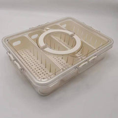 Refrigerator Storage Box With Lid And Drain Basket 4 Compartments