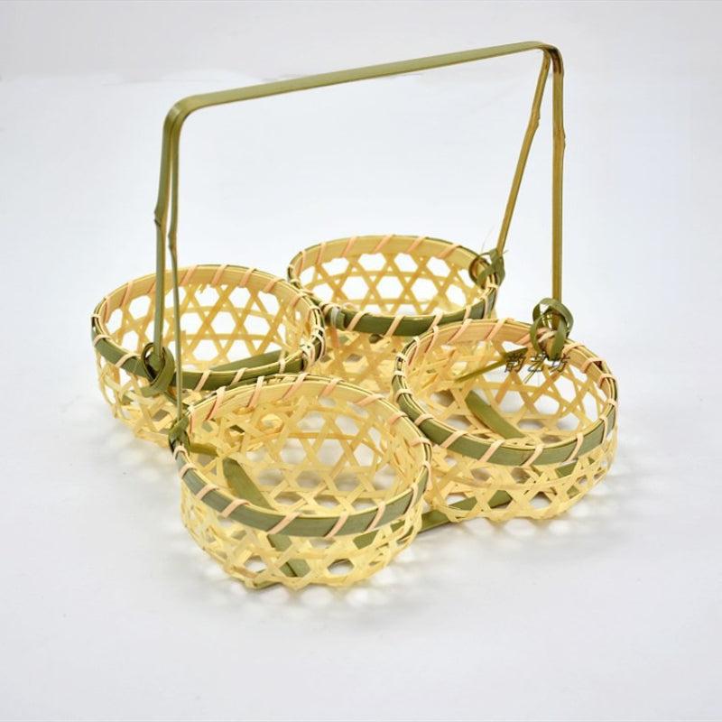 Bamboo Basket Woven Fruit Snack Tray Food Storage and Display Household Supplies
