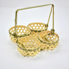 Bamboo Basket Woven Fruit Snack Tray Food Storage and Display Household Supplies