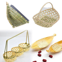 Bamboo Basket Woven Fruit Snack Tray Food Storage and Display Household Supplies