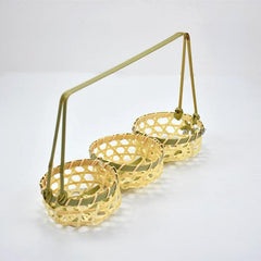 Bamboo Basket Woven Fruit Snack Tray Food Storage and Display Household Supplies