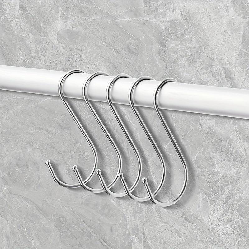 5pcs S-shaped Stainless Steel Hooks for Kitchen Multifunctional Storage