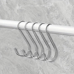 5pcs S-shaped Stainless Steel Hooks for Kitchen Multifunctional Storage