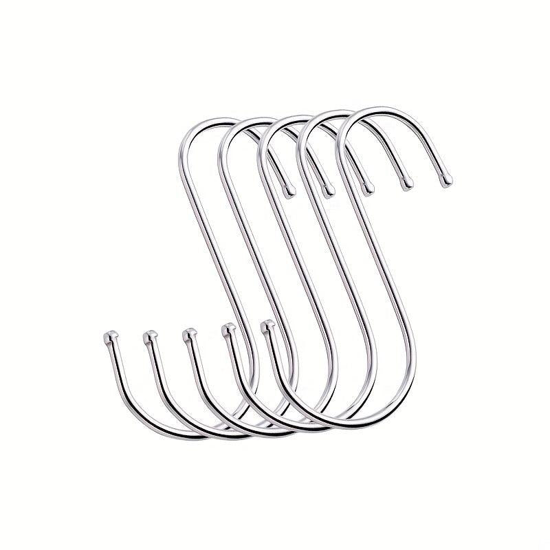 5pcs S-shaped Stainless Steel Hooks for Kitchen Multifunctional Storage