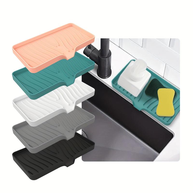 Silicone Sink Mat with Soap Dispenser and Sponge Drain for Kitchen Countertop