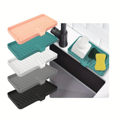 Silicone Sink Mat with Soap Dispenser and Sponge Drain for Kitchen Countertop