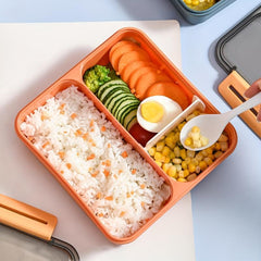 2pcs Sealed Red Lunch Box With Grids Bento Box For Teenagers And Wo