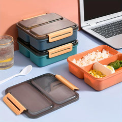 2pcs Sealed Red Lunch Box With Grids Bento Box For Teenagers And Wo