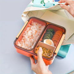 2pcs Sealed Red Lunch Box With Grids Bento Box For Teenagers And Wo