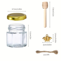 20 Pack Mini Glass Honey Jars with Wooden Spoon & Lid