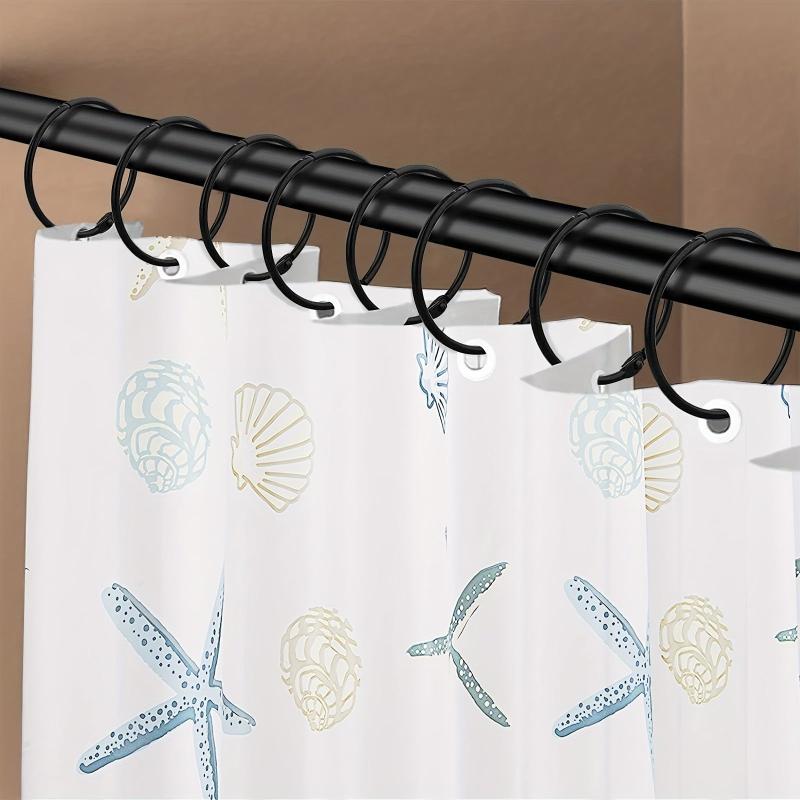 24pcs Metal Shower Curtain Hook Ring Anti Rust Sliding Circular Shower Rod Snap