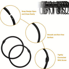 24pcs Metal Shower Curtain Hook Ring Anti Rust Sliding Circular Shower Rod Snap