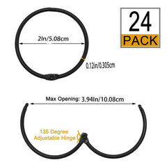 24pcs Metal Shower Curtain Hook Ring Anti Rust Sliding Circular Shower Rod Snap
