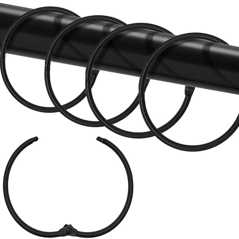 24pcs Metal Shower Curtain Hook Ring Anti Rust Sliding Circular Shower Rod Snap