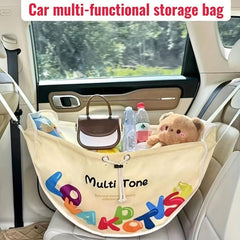 Car Seat Back Storage Bag for Travel with Waterproof Liner and Drawstring